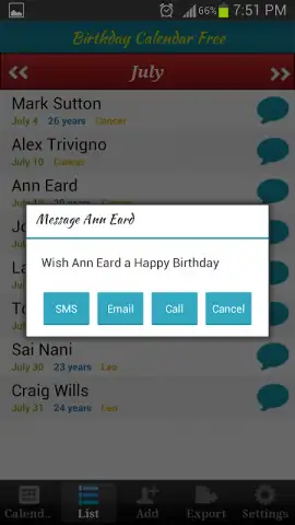 Birthday Calendar Free скриншот 5