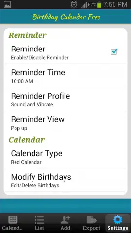 Birthday Calendar Free скриншот 6