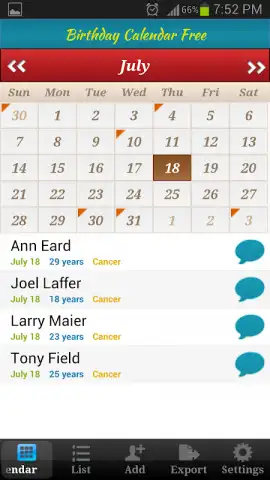 Birthday Calendar Free скриншот 7