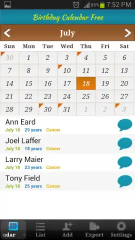 Birthday Calendar Free скриншот 8